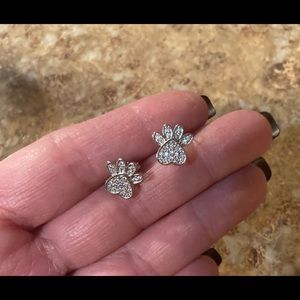 NWOT-Cute SS Paw Earrings w/ Swarovski Crystals